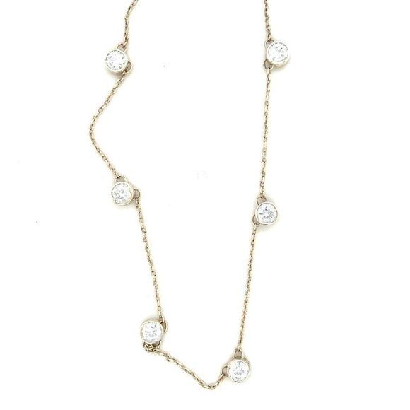 925 Silver Station Cz Necklace - Picture 1 of 6
